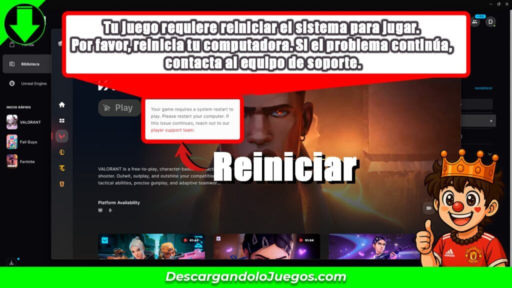 Your game requires a system restart to play. Please restart your computer