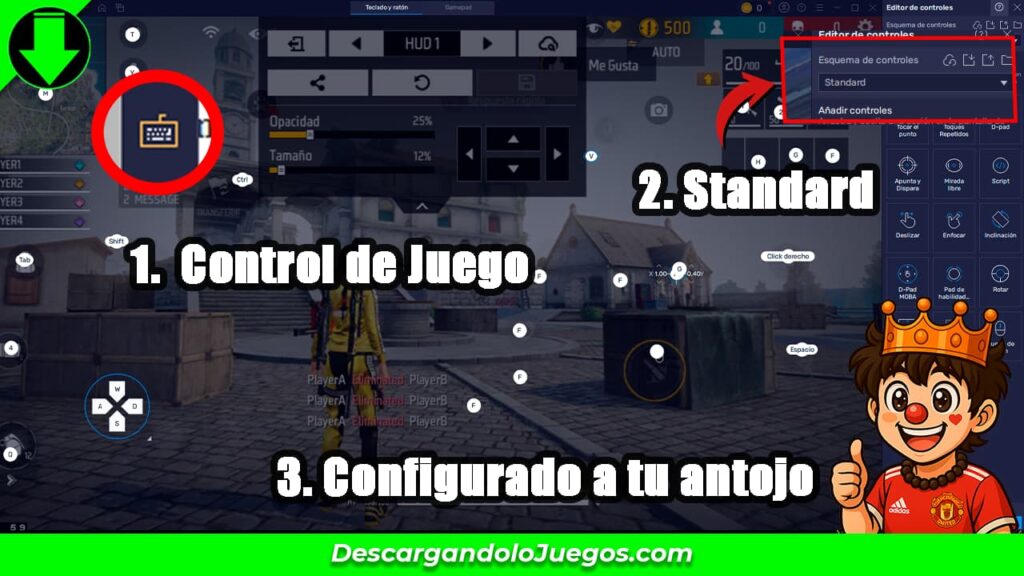 Configuración de controles Bluestacks