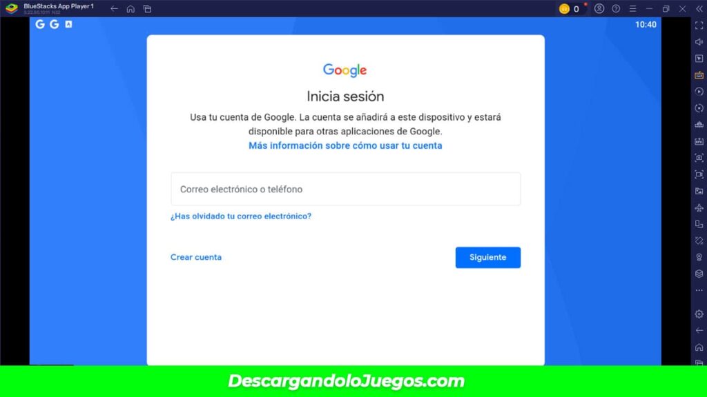 Iniciar sesión con cuenta de Google.
