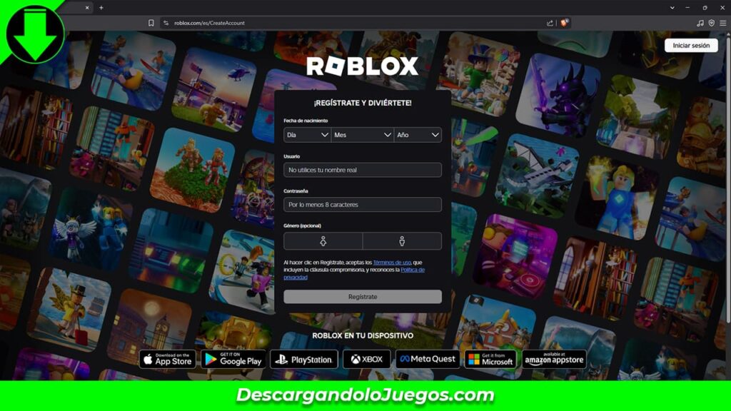 Registraté en Roblox.