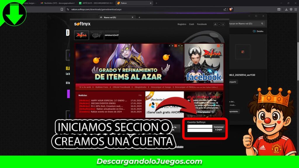 iniciar sección en rakion